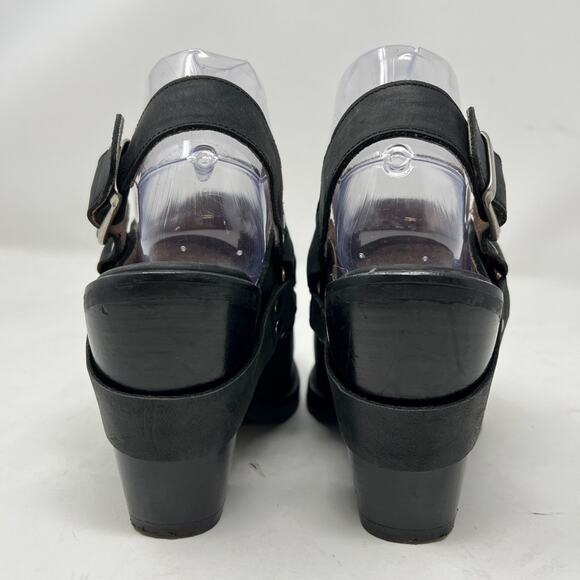 Sixtyseven Double Strap Clog Heels Black Leather Platform Women's 38 US 7.5 - Picture 5 of 12